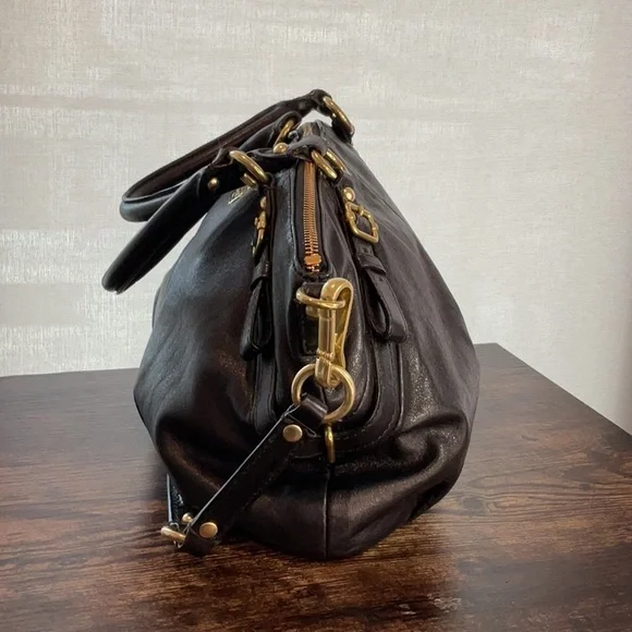 Vintage Black Leather Coach Shoulder Bag - Picture 4 of 6